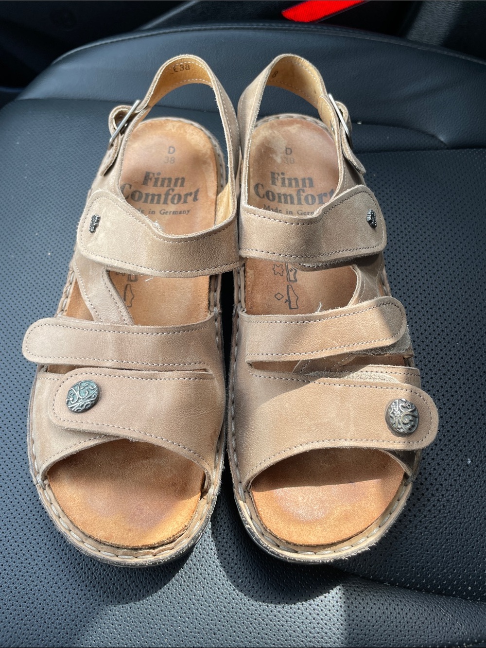 Finn Comfort Beige Suede Adjustable Strap Sandals Size 7.5 Womens